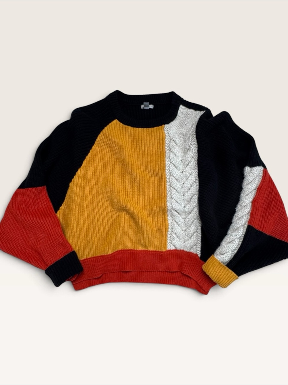 Ecote Urban Outfitters Colorblock Batwing Sweater Retro 70s Style